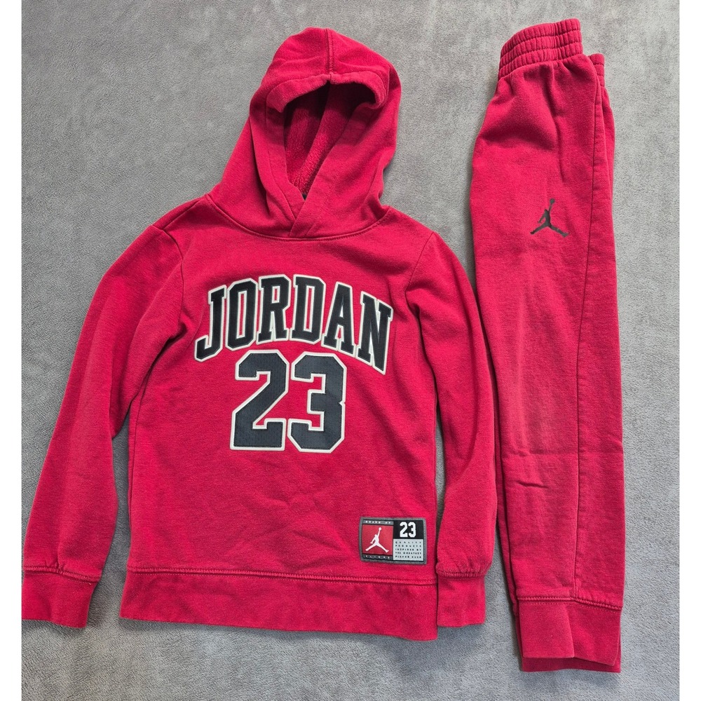 Jordan 23 Kids Hoodie and Jogger Pants Set Red Size 7 L 6-7 YRS C651-R78